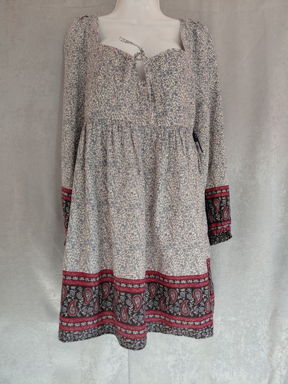 Arizona Jean Sz- M Company Boho Paisley Border Print Cottagecore Dress.